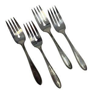 4 Vintage Salad Forks Lorain Oneida 1928 Peerless‎ Silverplate, Vintage Flatware